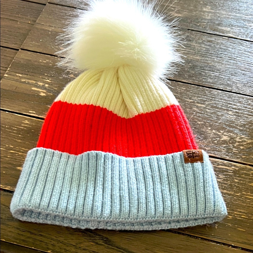 WONDERLAND Red, White, and Blue Kids Pom-Pom Hat